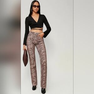 Reformation Peyton Snake High Rise Boot Cut Jeans